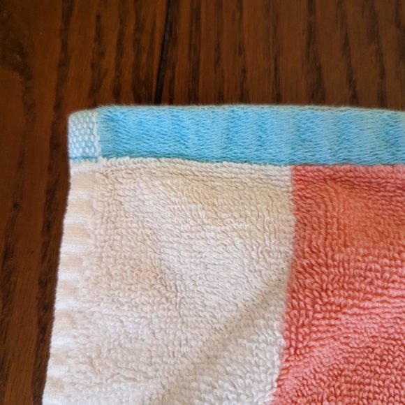 HP Tommy Hilfiger Orange, White & Blue Striped 100% Cotton Washcloth 12" x 11.5" - Picture 6 of 6